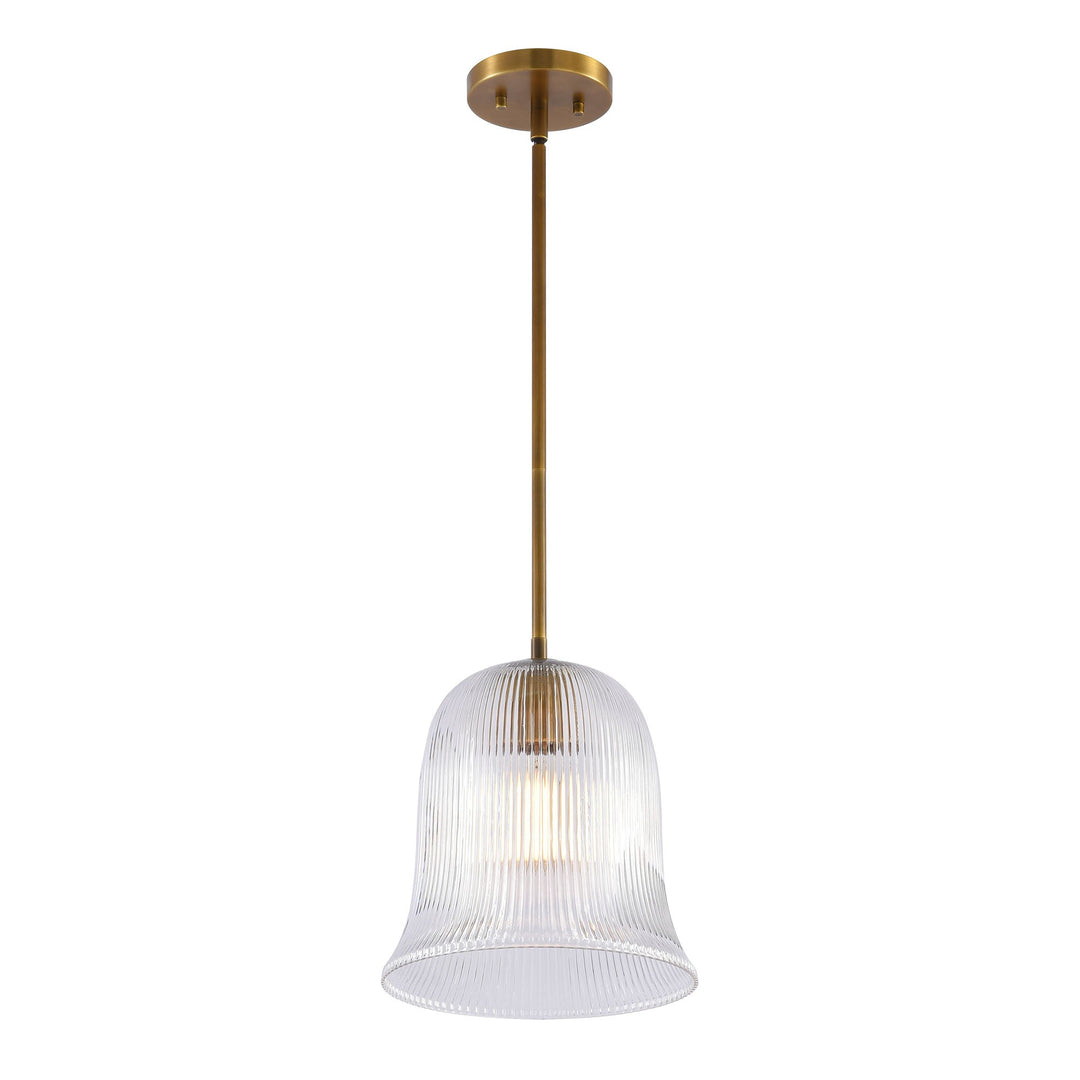Glimmer 1-Light Metal & Glass Modern Bell Adjustable Rod Single Pendant Light #48001