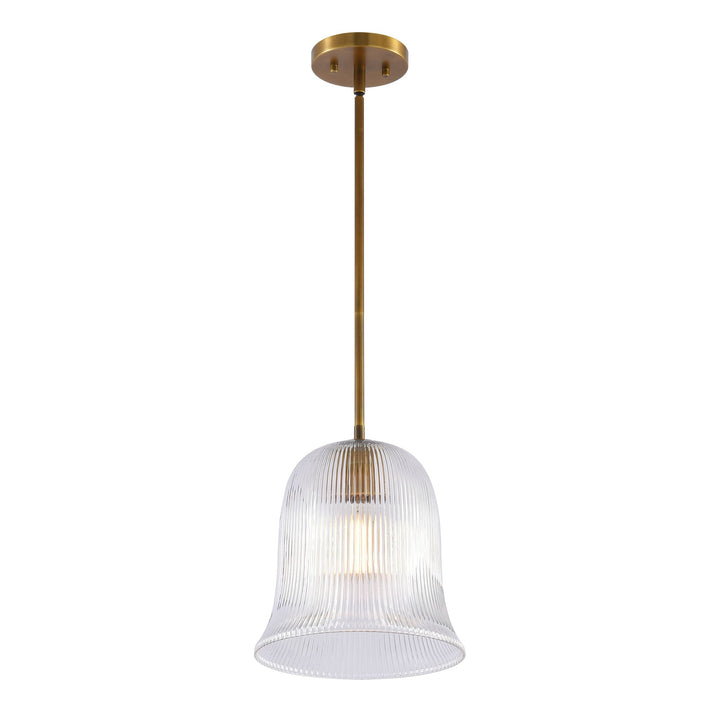 Glimmer 1-Light Metal & Glass Modern Bell Adjustable Rod Single Pendant Light #48001
