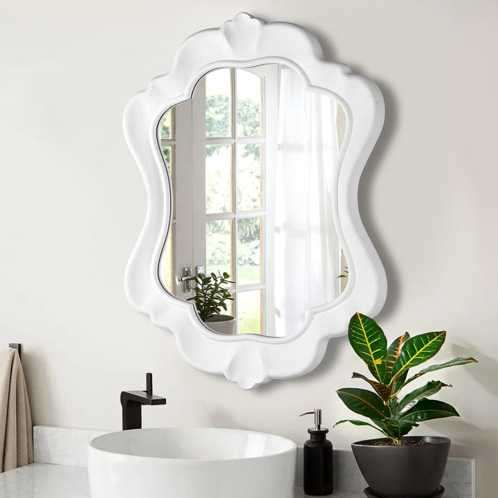 Clarity 32" X 24" Modern White Frame Asymmetrical Wall Mounted Mirror #31016