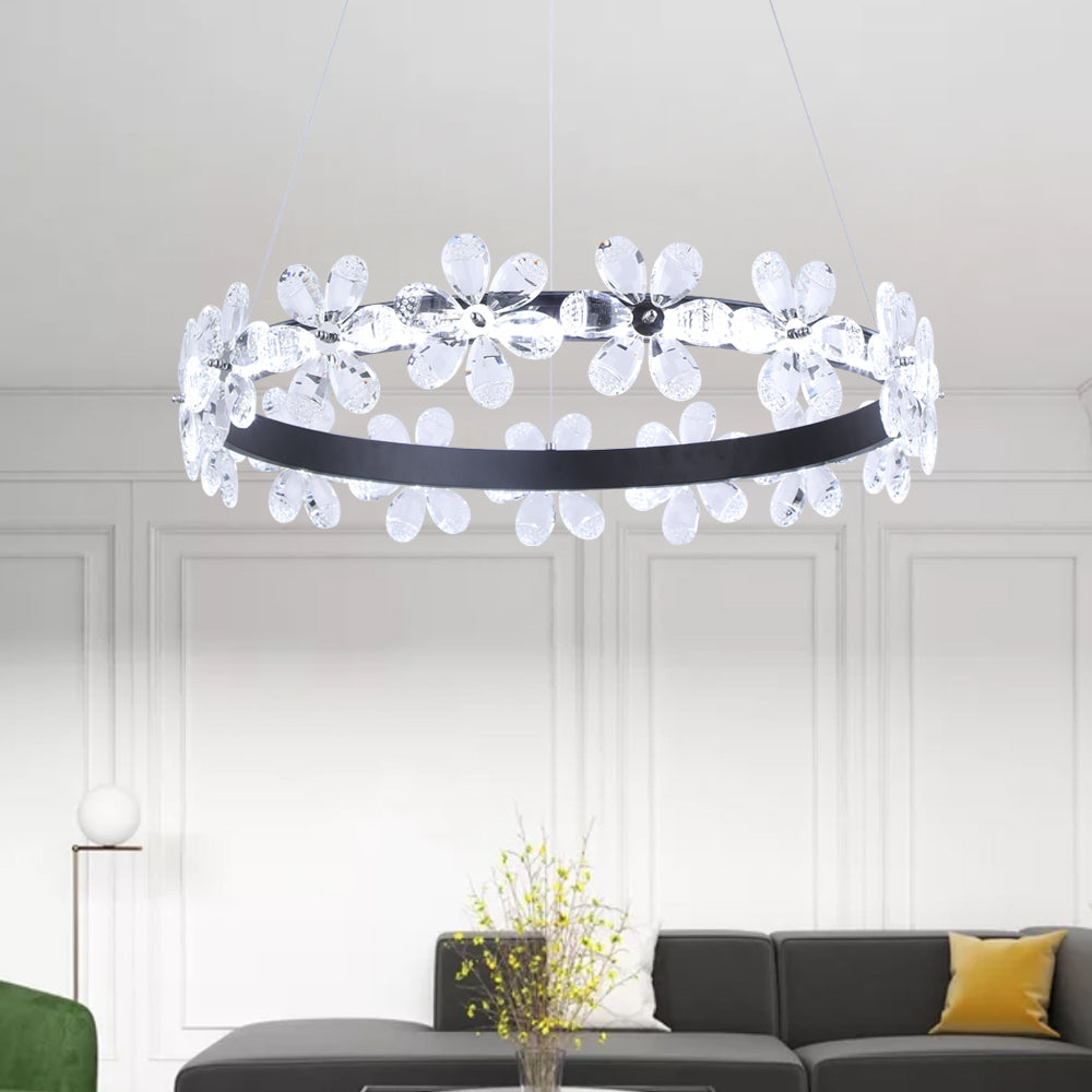 Maxax 1 - Light Ring LED Flower Shape Crystal Chandelier