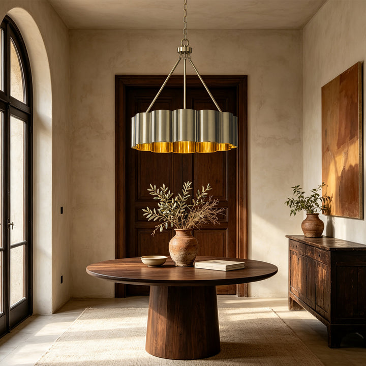25" Modern Antique Bronze Drum Chandelier with Metal Shade for Dining Room & Bedroom #48013
