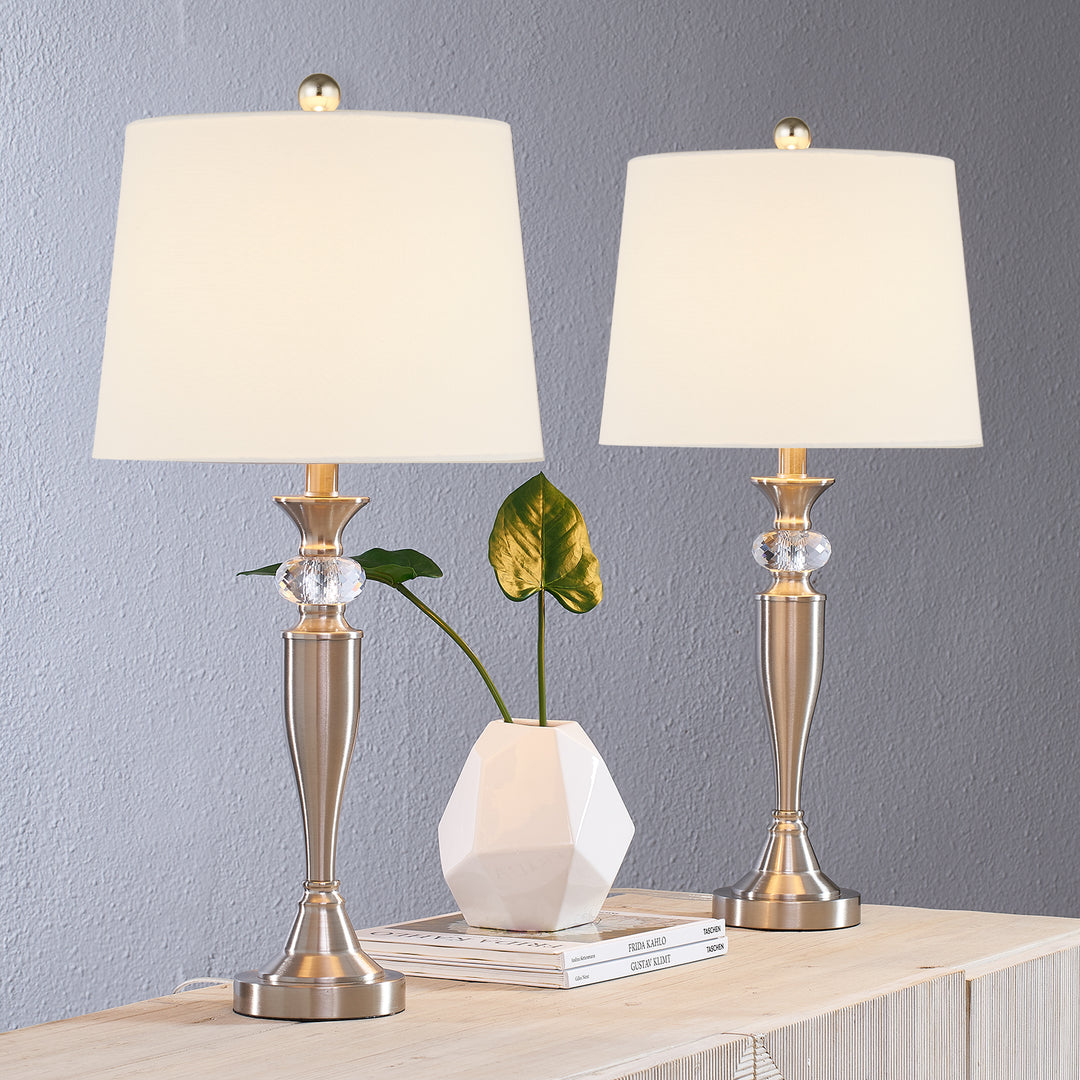 Lustre 27.5'' Crystal/nickel Table Lamp Set #T109