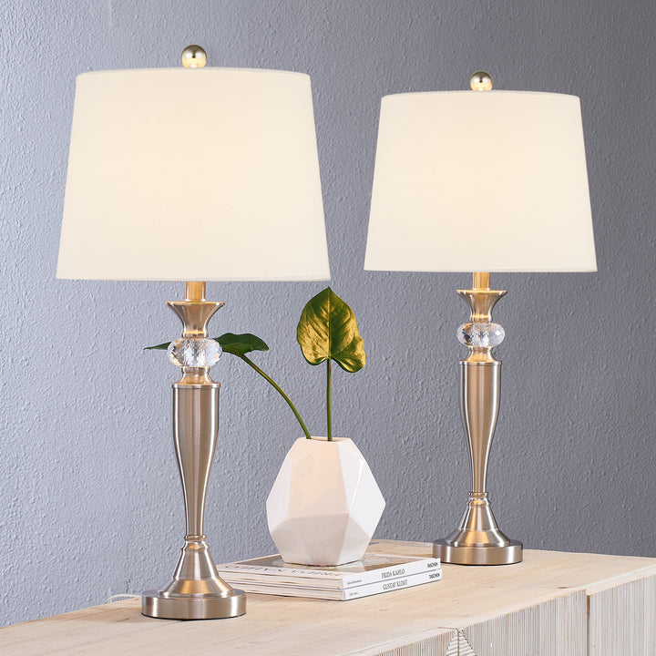 Lustre 27.5'' Crystal/nickel Table Lamp Set #T109