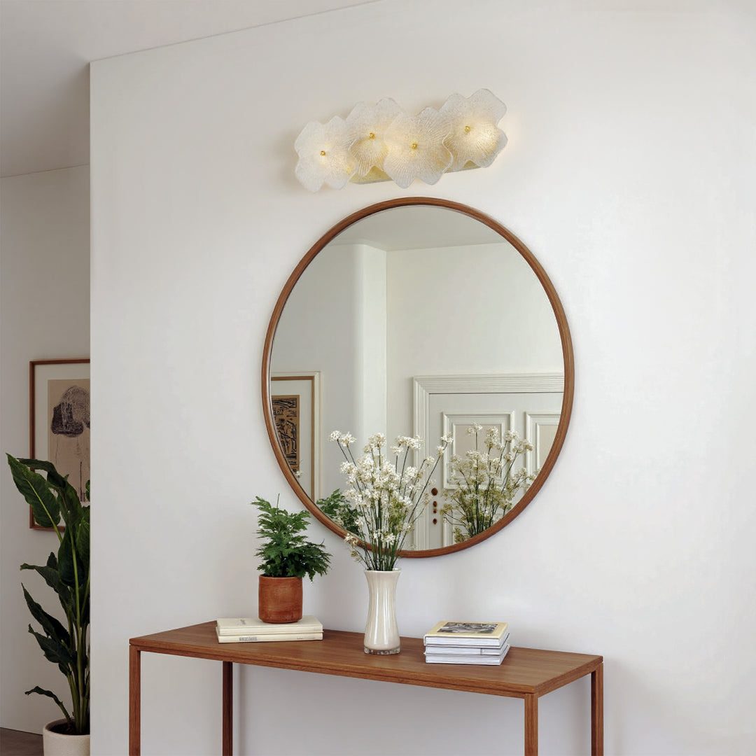 Lumin 3 - Light 𝟭𝟵.𝟱-𝗜𝗡𝗖𝗛 𝗪 Dimmable Metal Brass Etl Wall Sconces With Petal-shaped Glass #48003