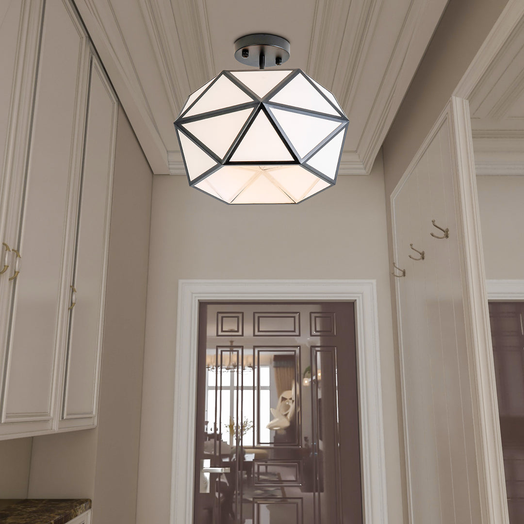 Zaza Designs 1 - Light 15.7in Shaded Drum Semi Flush Mount #19141