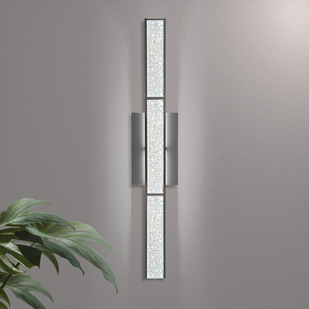 Elysian 24''h Dimmable Led Chrome Iron 3cct Adjustable Outdoor Wall Light With Water Glass #WL7090
