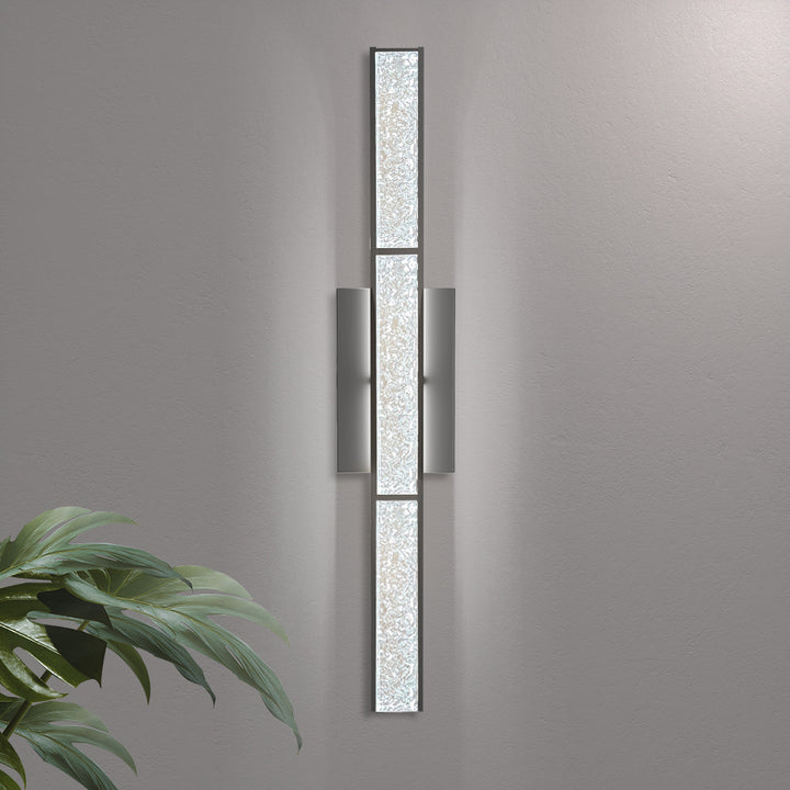 Elysian 24''h Dimmable Led Chrome Iron 3cct Adjustable Outdoor Wall Light With Water Glass #WL7090