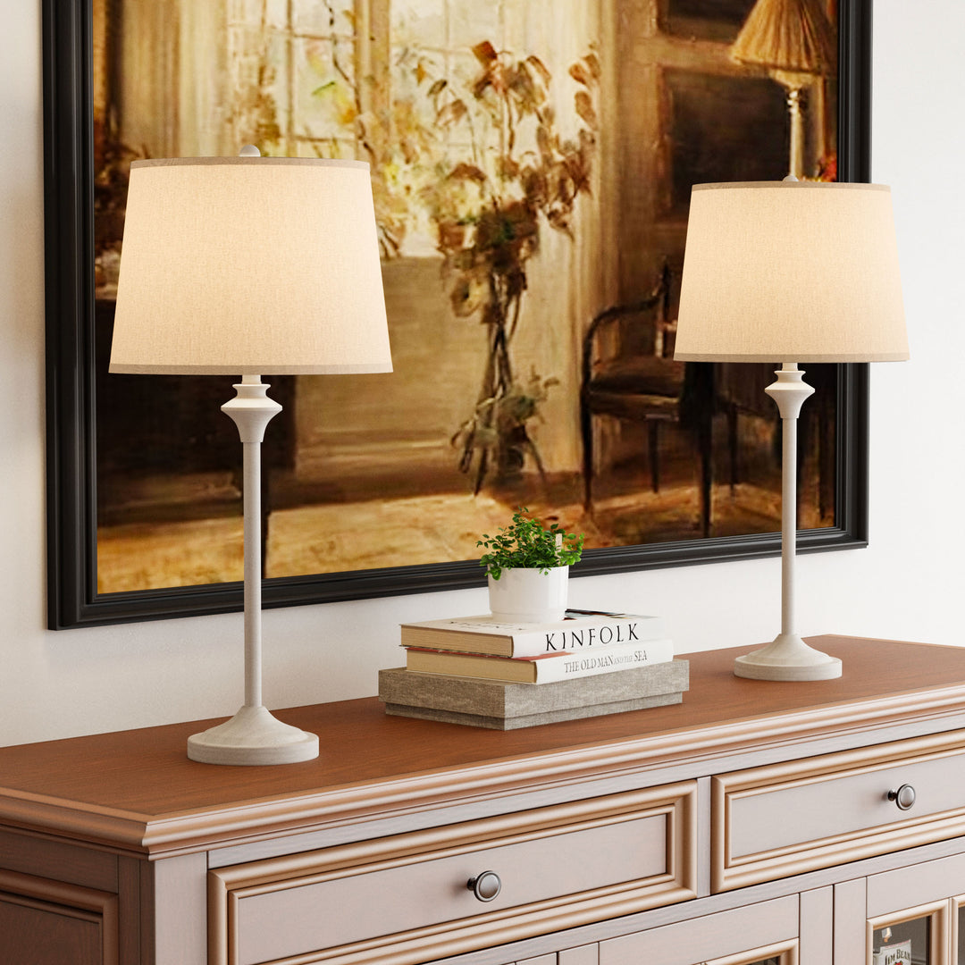 Maxax Metal Buffet Lamp with Oatmeal shade (Set of 2) #T13