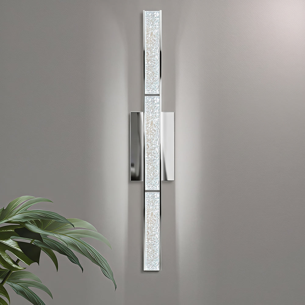 Elysian 24''h Dimmable Led Chrome Iron 3cct Adjustable Outdoor Wall Light With Water Glass #WL7090