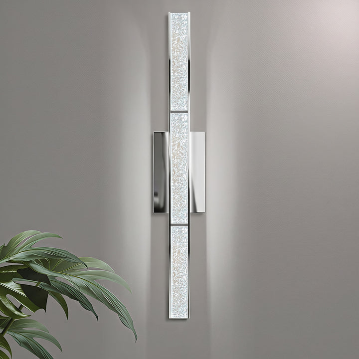 Elysian 24''h Dimmable Led Chrome Iron 3cct Adjustable Outdoor Wall Light With Water Glass #WL7090