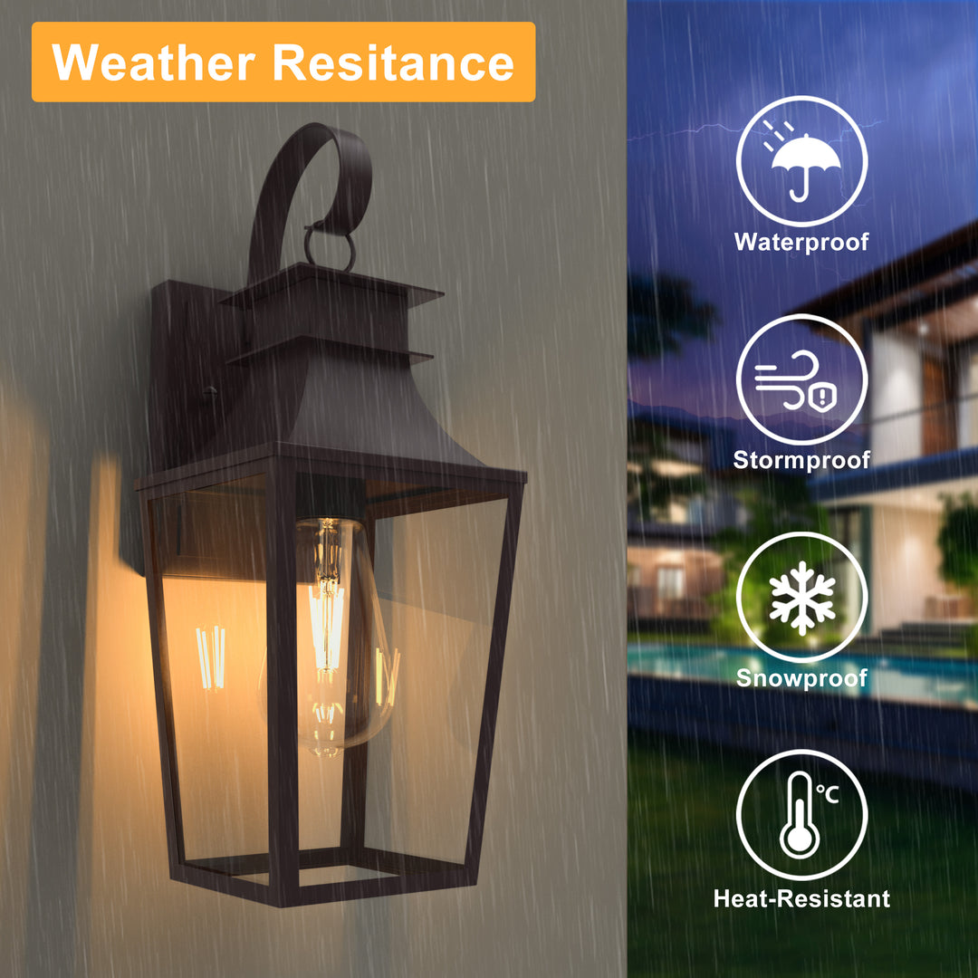 Tempered Glass Outdoor Wall Light With Dusk To Dawn #7060-2BK