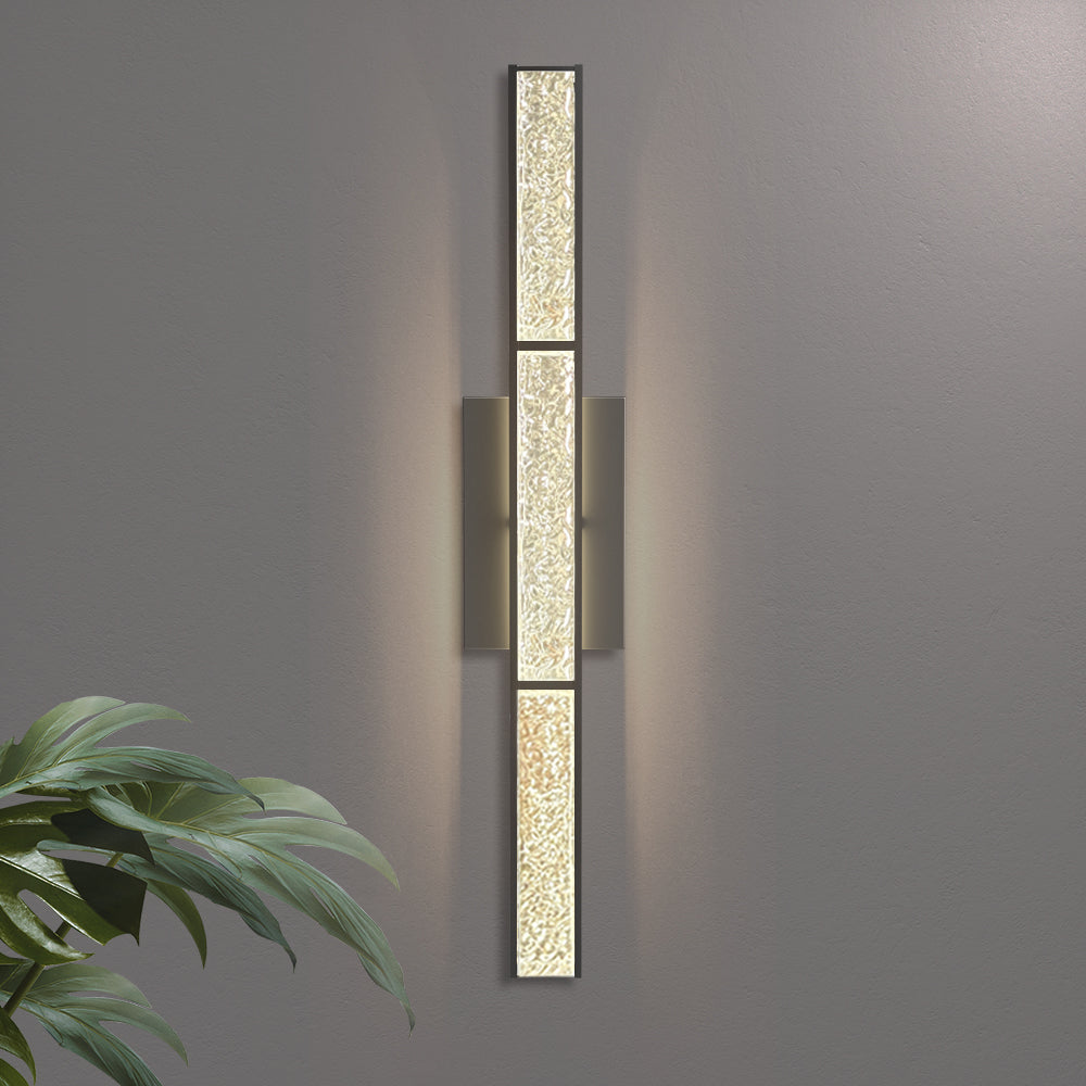 Elysian 24''h Dimmable Led Chrome Iron 3cct Adjustable Outdoor Wall Light With Water Glass #WL7090