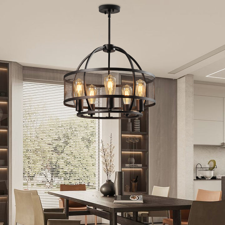 Maxax 5-Light Drum Chandelier With Wrought Iron Accents #MX21024