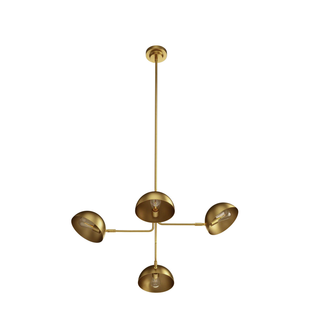 Glimmer 4-light 36" Gray/brass Modern Sputnik Chandelier With Electroplating Shade For Dining Room Or Kitchen #29030