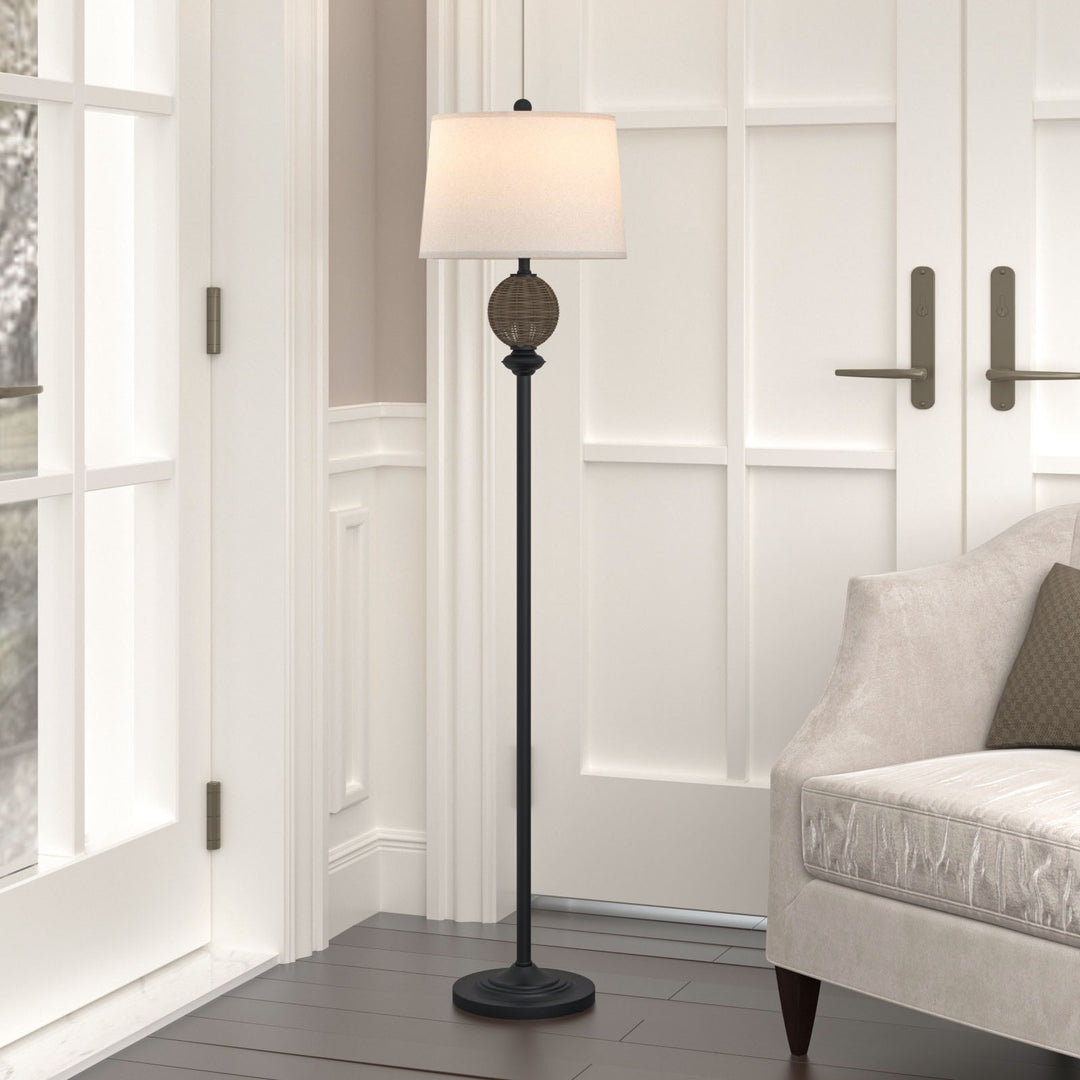 64'' Metal and Rattan Traditional Dimmable Floor Lamp #F183