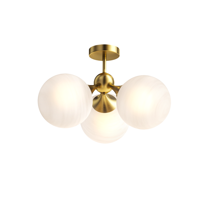 Nimbus 21"-3 Lights Modern Cloud Glass Globe Semi Flush Mount Lighting Fixture For Living Room, Bedroom#29028