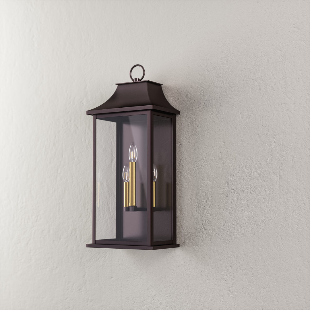 Maxax 25-Inch Bronze Outdoor Wall Lantern, 3-Light Dusk to Dawn Outdoor Wall Sconce for Porch, Patio #7008