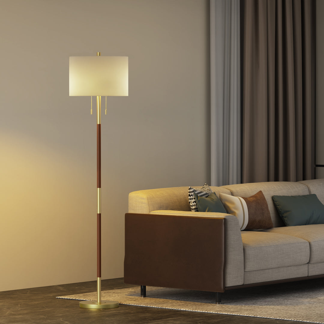 65'' Brass/Brown Traditional Floor Lamp For Living Room/Bedroom #F184