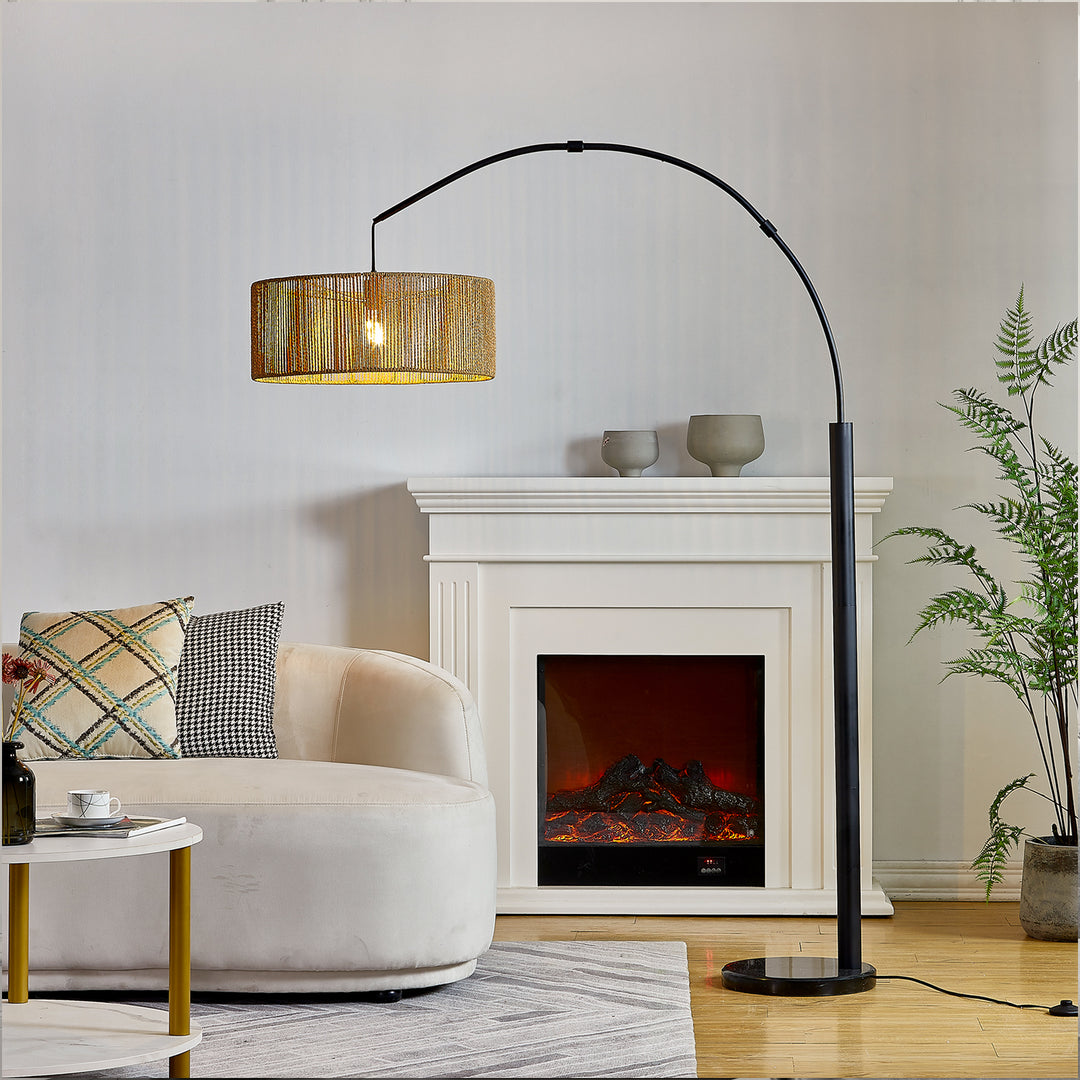 79.33'' Rope Woven Arched Floor Lamp