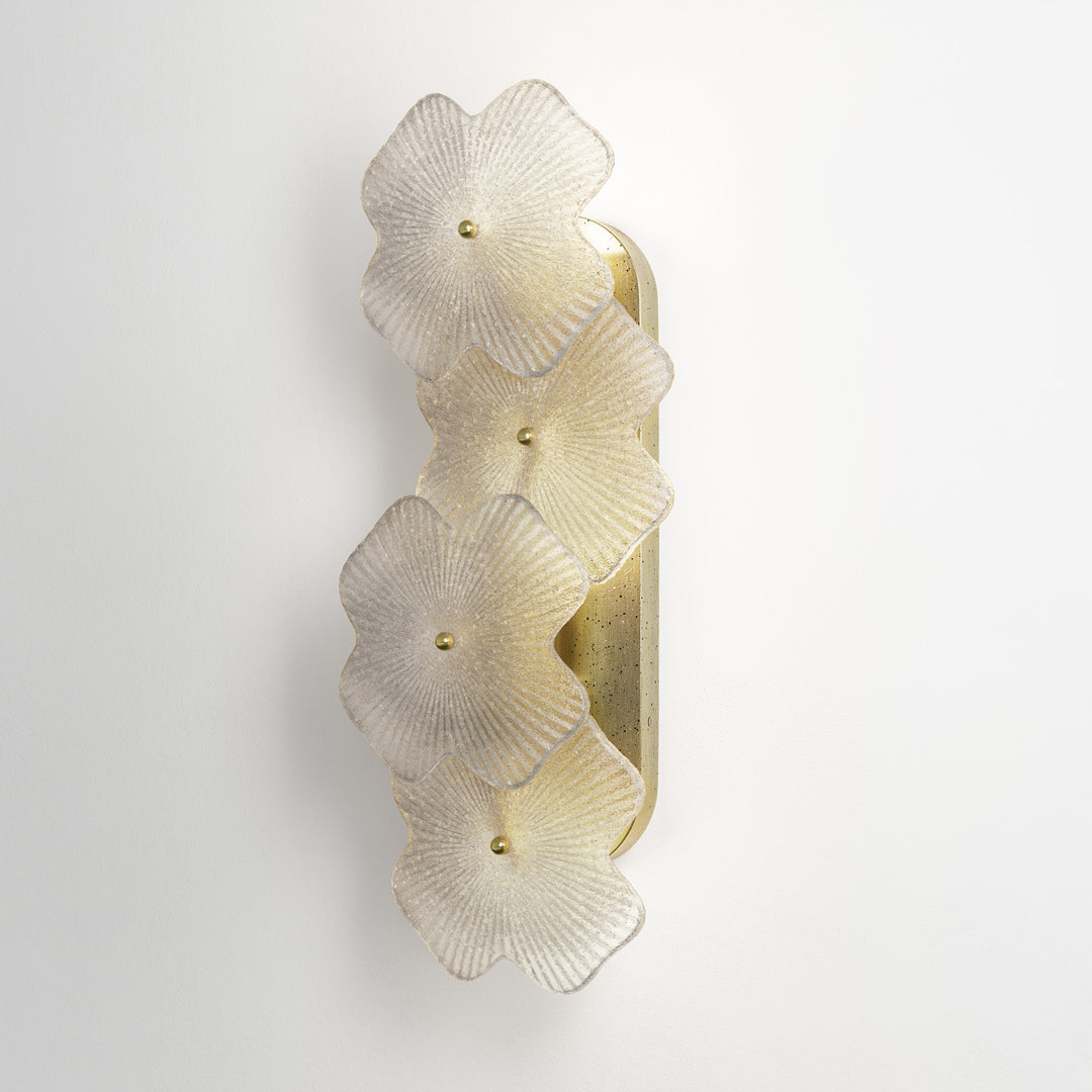 Lumin 3 - Light 𝟭𝟵.𝟱-𝗜𝗡𝗖𝗛 𝗪 Dimmable Metal Brass Etl Wall Sconces With Petal-shaped Glass #48003