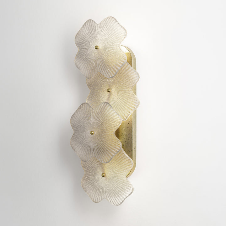 Lumin 3 - Light 𝟭𝟵.𝟱-𝗜𝗡𝗖𝗛 𝗪 Dimmable Metal Brass Etl Wall Sconces With Petal-shaped Glass #48003