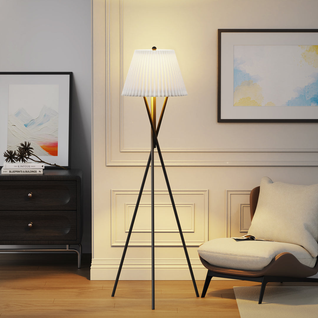 65.5'' Black Metal Traditional Tripod Floor Lamp For Living Room/Bedroom #F215