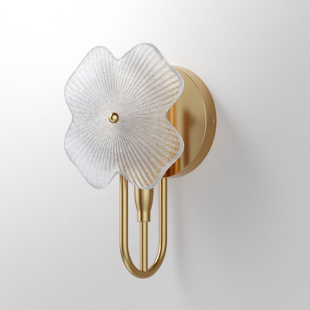 Lumin 1 - Light 5.7''W Dimmable Metal Gilded Silver Etl Wall Sconces With Petal-Shaped Glass #48002