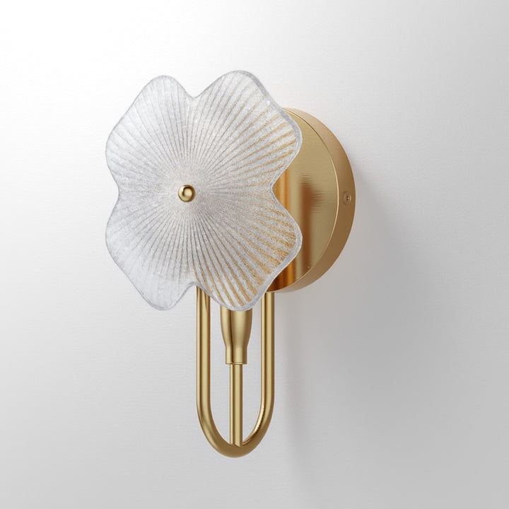 Lumin 1 - Light 5.7''W Dimmable Metal Gilded Silver Etl Wall Sconces With Petal-Shaped Glass #48002