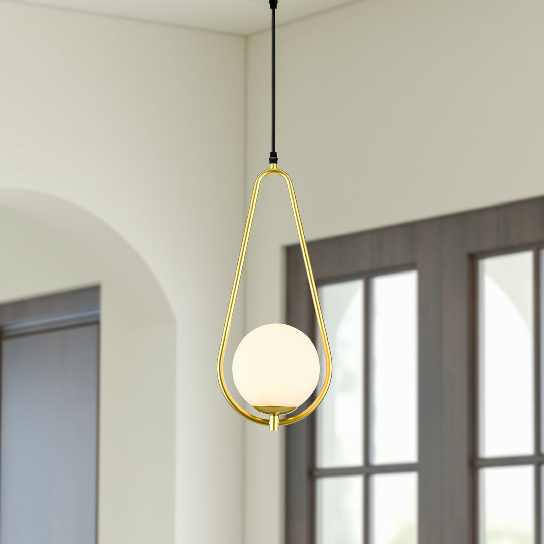 Maxax 1 - Light Single Globe Pendant with Wrought Iron Accents #MX5011