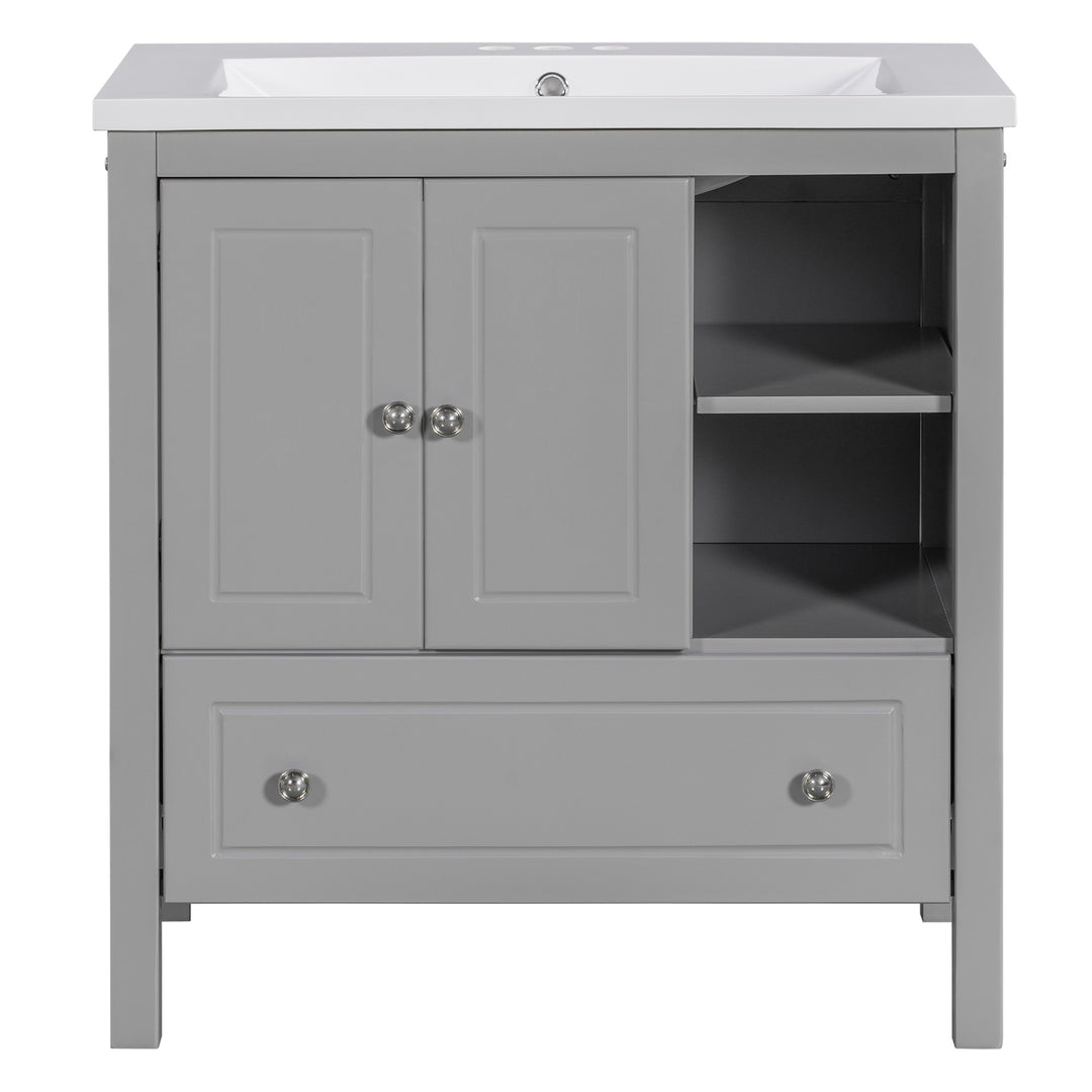 30'' Single Bathroom Vanity Cabinet With Ceramic Sink Top#BV-001