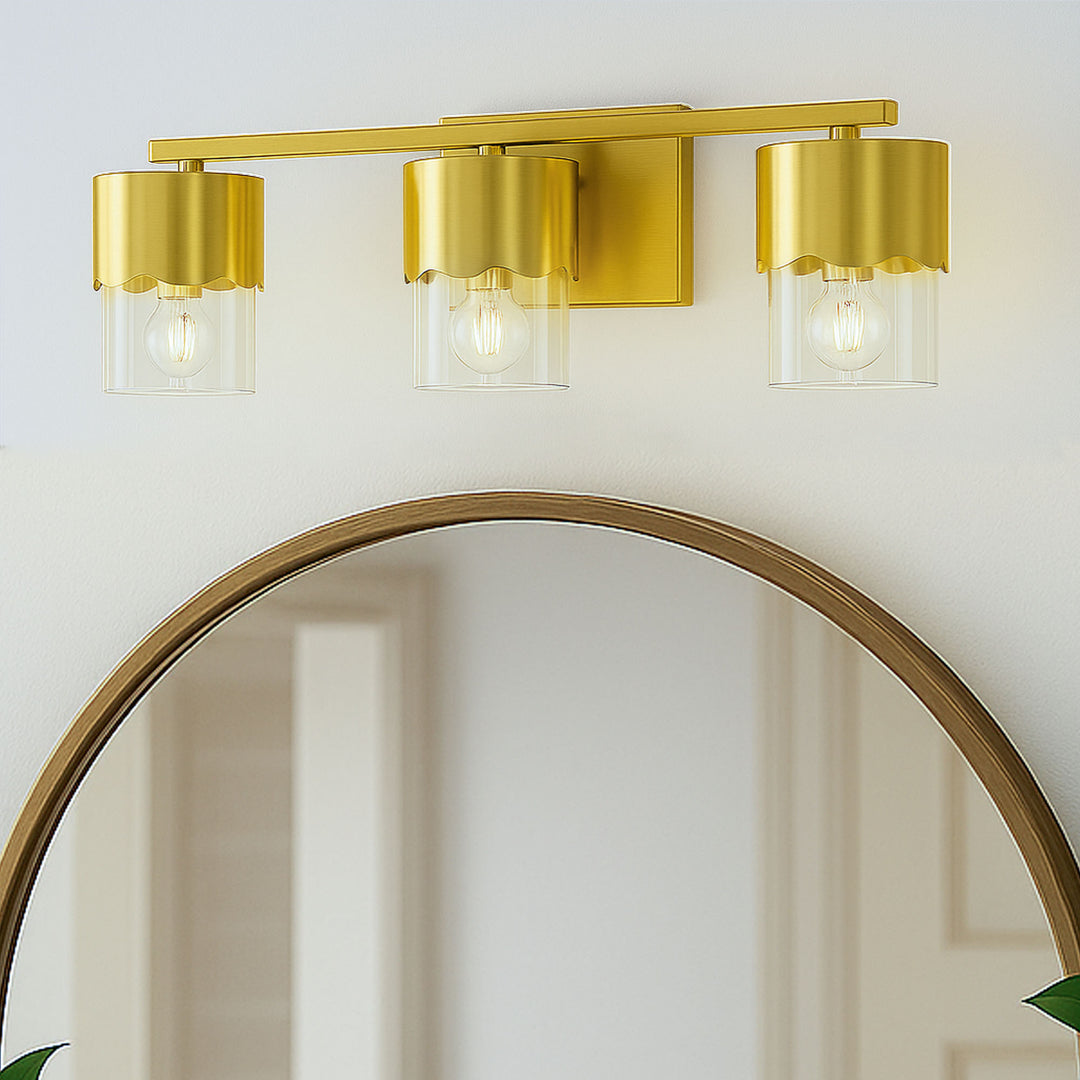 Lumin 3-light Dimmable Vanity Light With Scalloped Metal Shade
