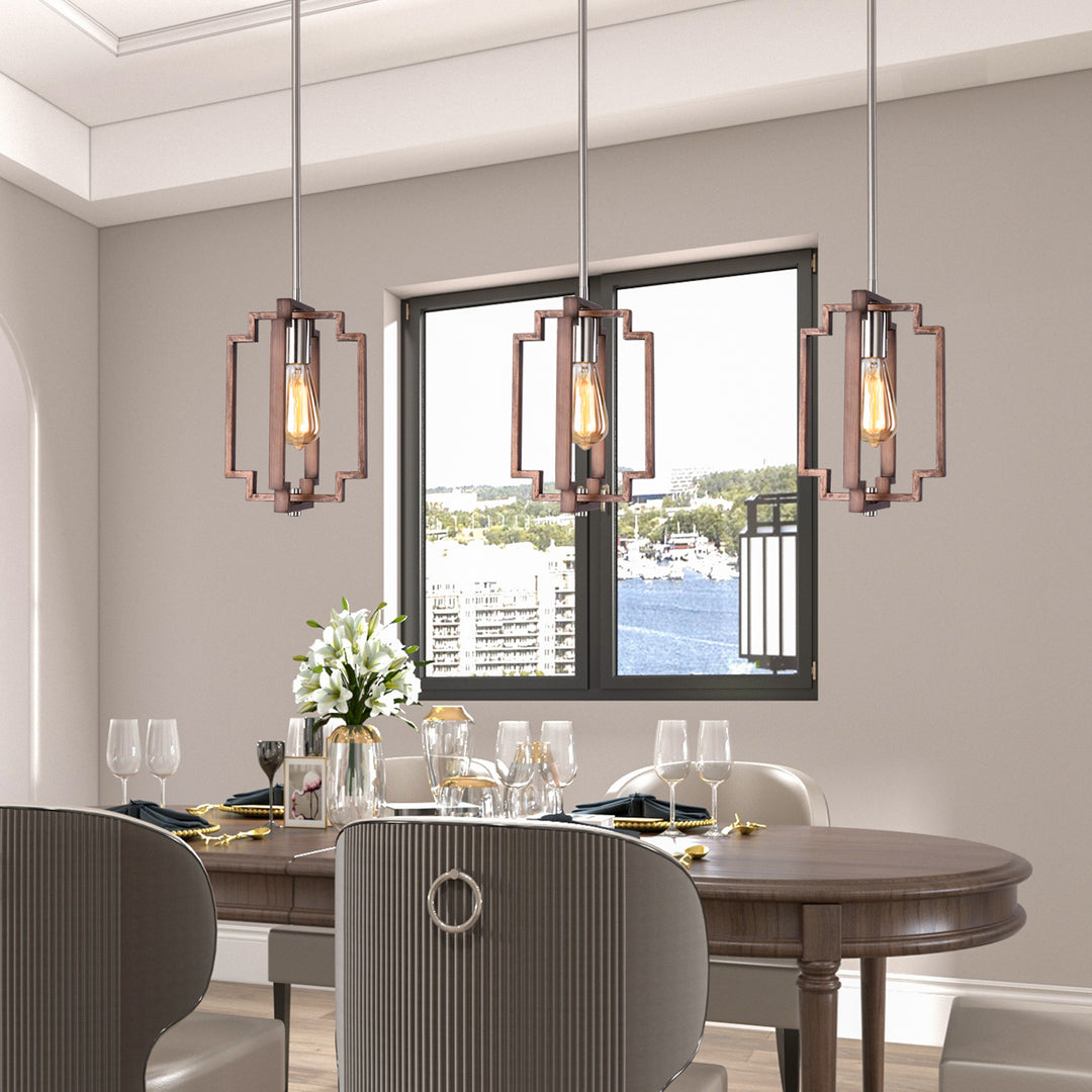 1 - Light Lantern Square/Rectangle Pendant With Wrought Iron Accents #MX1920