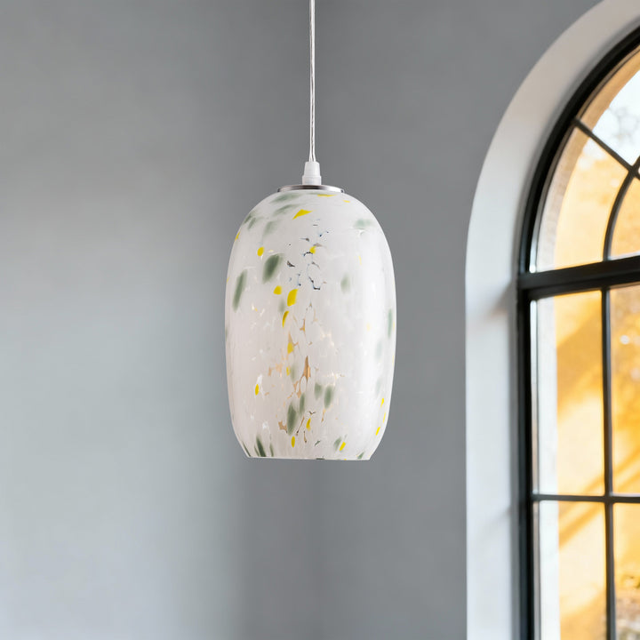 1 - Light 5" W Modern Nickel Jar Pendant With Hand-blown Art Glass For Dining Room Or Kitchen Island #28032