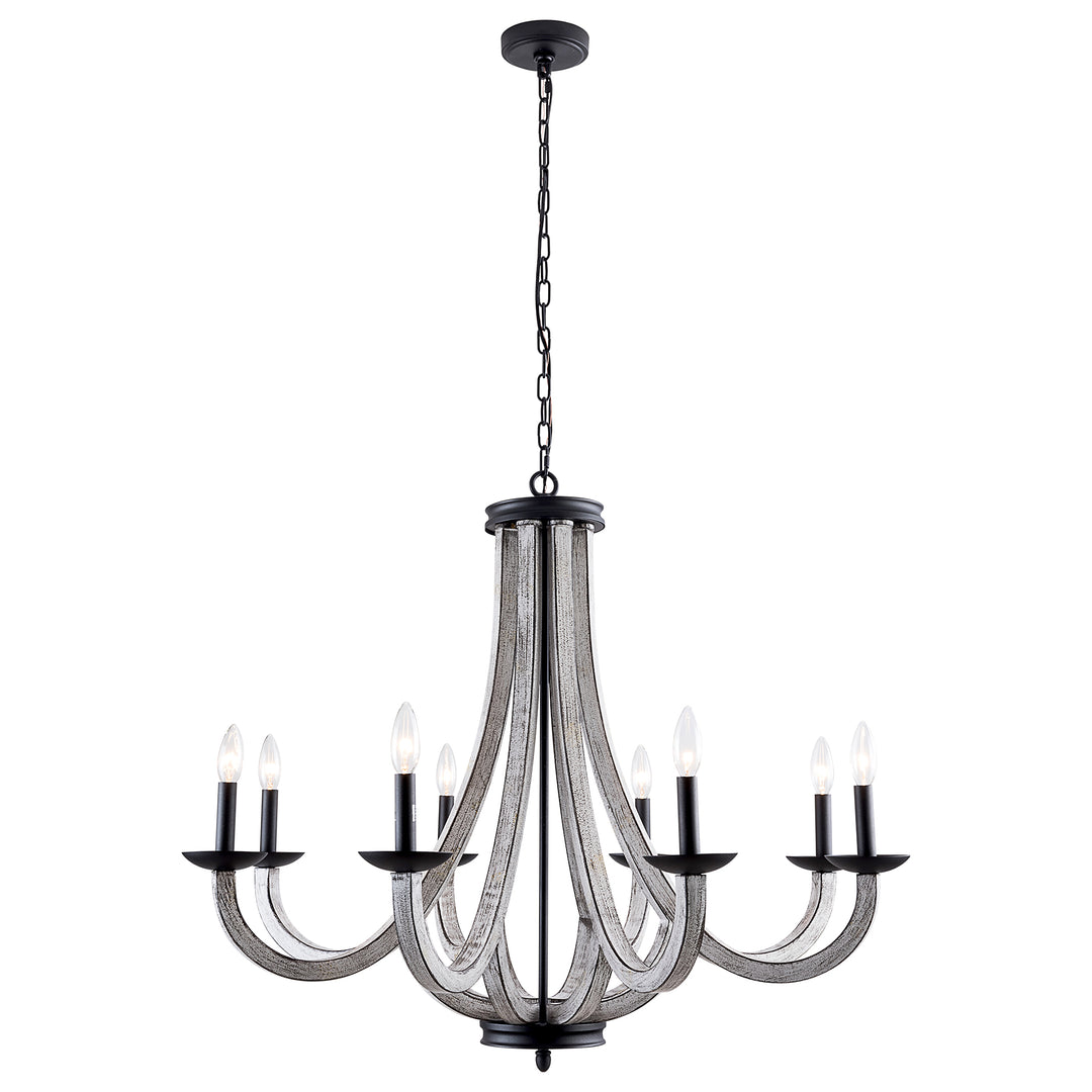 Essence 8-Light Matte Black And Withered Vine Matal Candle-Style Classic/Traditional Chandelier For Living Room/Bedroom #29013