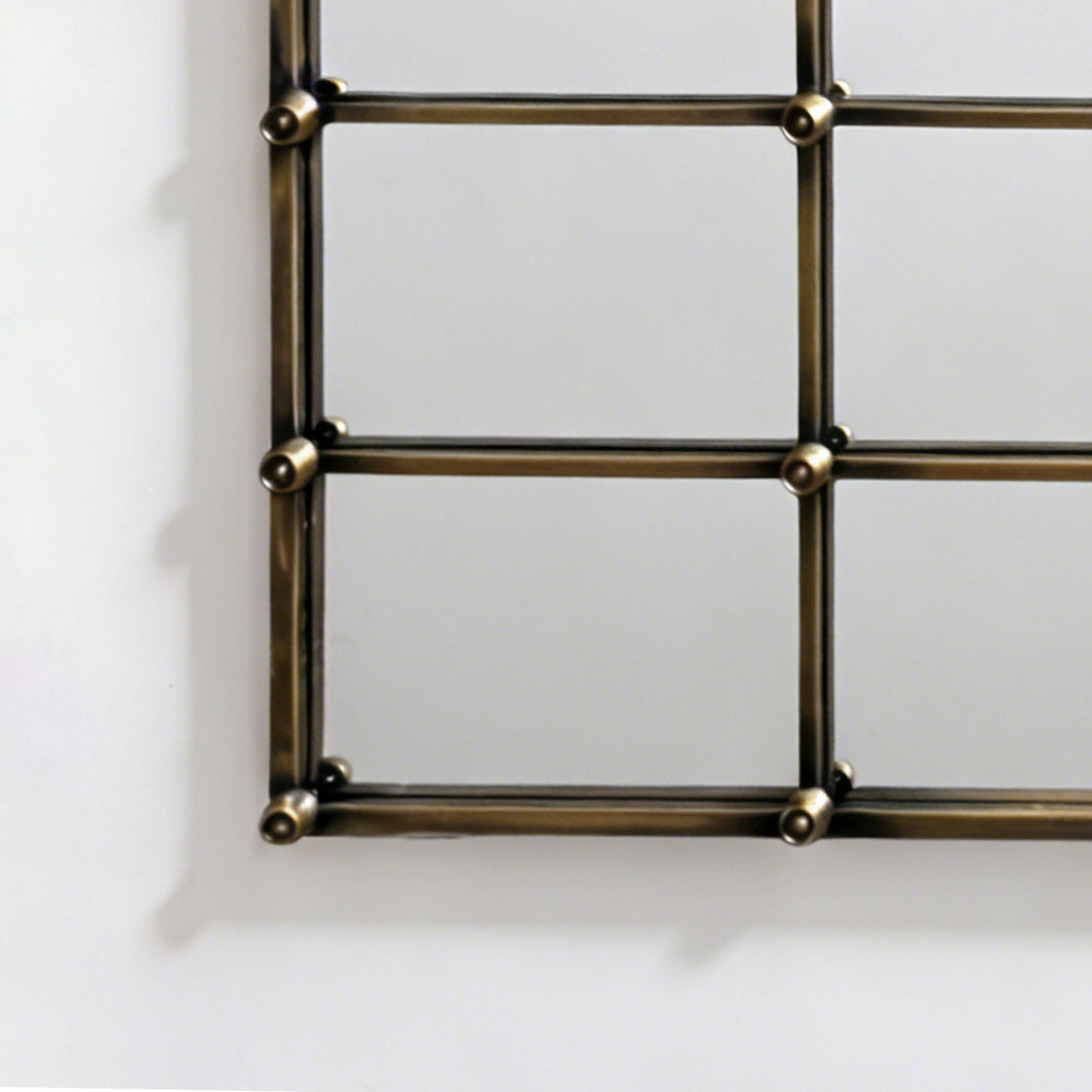 Reflect Vintage Metal Framed Arch Bronze Window & Wall Mantel Mirror For Living Room Entryway #30005