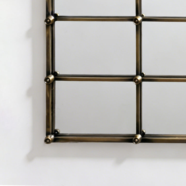 Reflect Vintage Metal Framed Arch Bronze Window & Wall Mantel Mirror For Living Room Entryway #30005