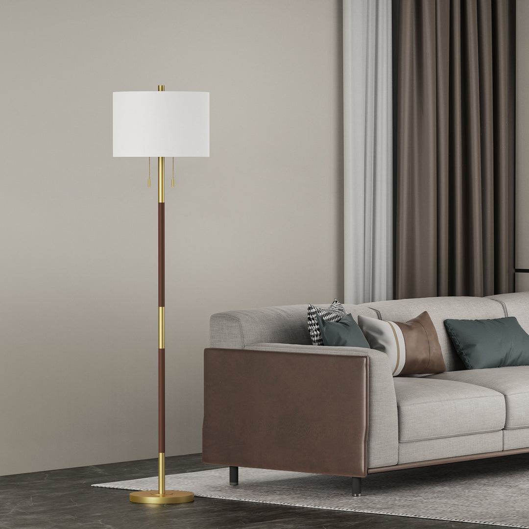 65'' Brass/Brown Traditional Floor Lamp For Living Room/Bedroom