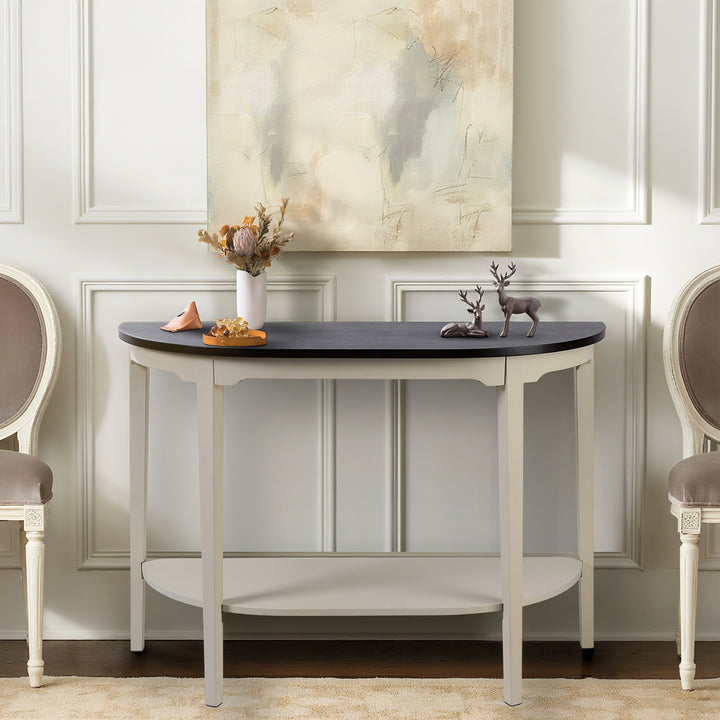 Timeless 31.5'' Round Modern Solid Wood Coffee Table With 2-Tier Shelves #51003