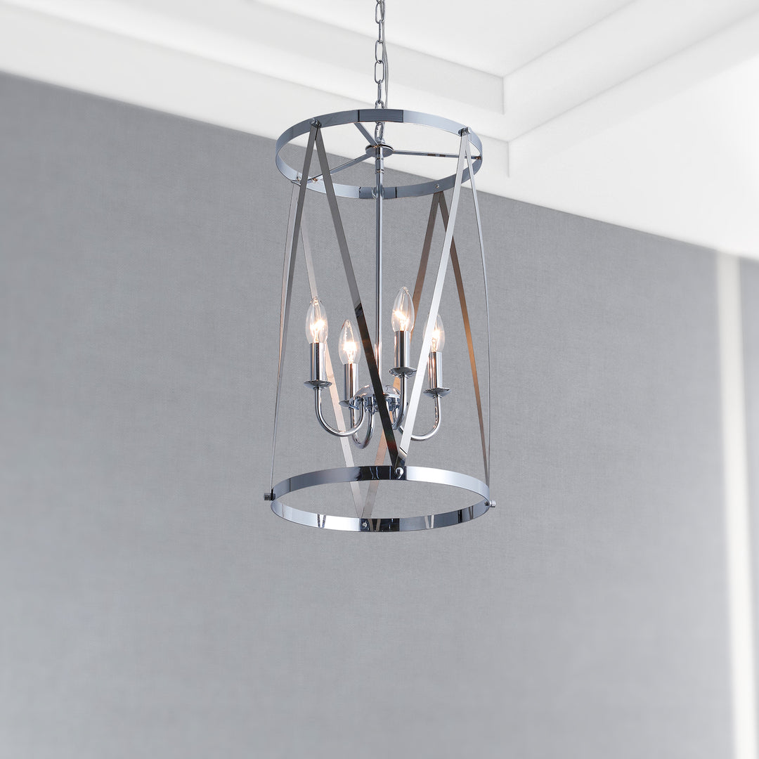 Maxax 4- Light Lantern & Candle Style Drum&Geometric Chandelier #19142