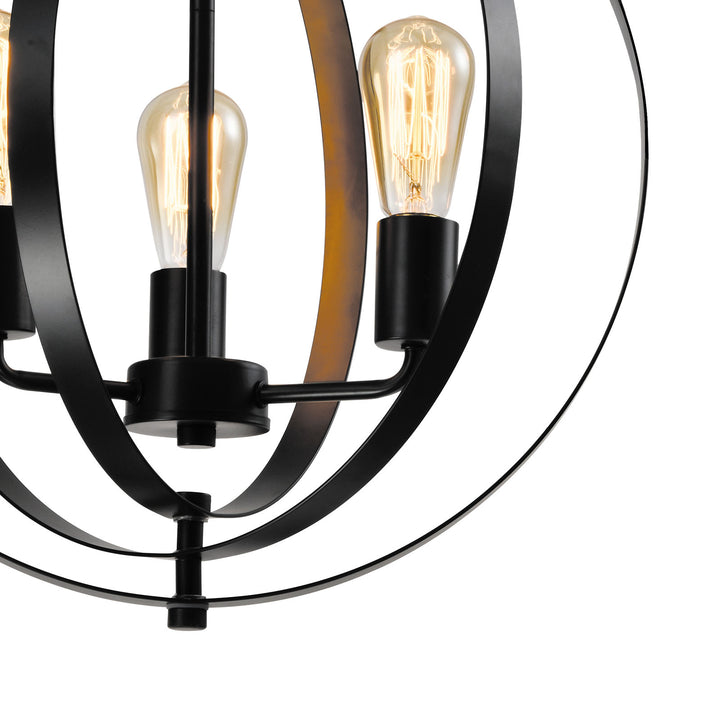 Maxax 4 - Light Candle Style&Lantern Globe&Geometric With Wrought Iron Accents #MX21018-4BK