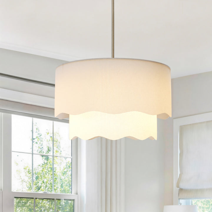 Twilight 3-Light Brass & White Modern Farmhouse Chandelier Light With Adjustable Height For Dining Room #39002