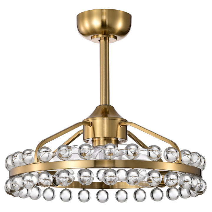 Maxax 21" Reversible Rotation Crystal Ceiling Fan with Lights, 6 Speed Invisible Blade Ceiling Fan with Lights, Remote Control Gold Ceiling Fan with Lights for Living Room Bedroom #26005