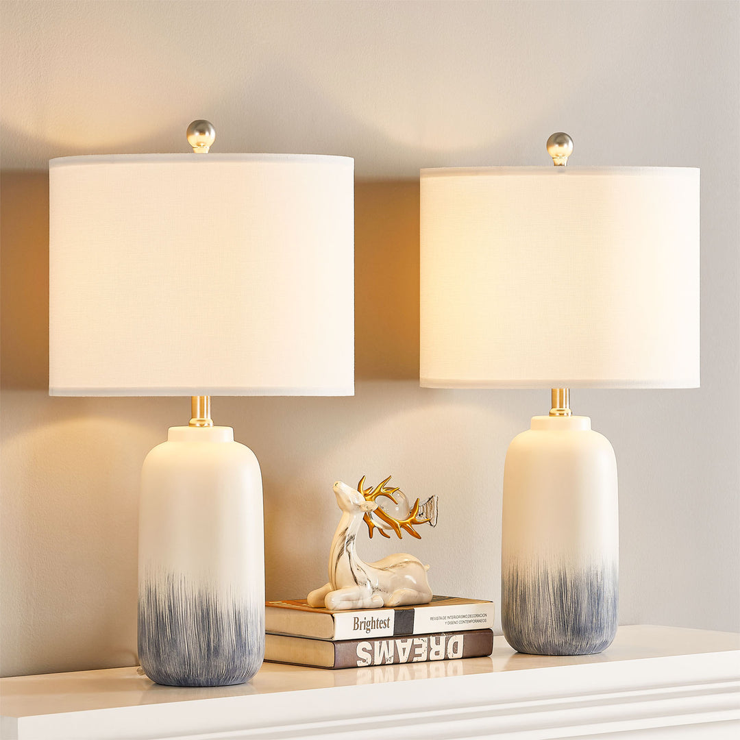 23.5" Chanise Ceramic Table Lamp For Living Room/Bedroom (Set of 2) #T198