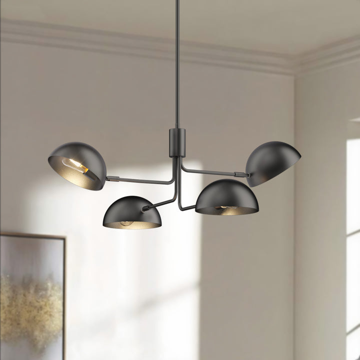Glimmer 4-light 36" Gray/brass Modern Sputnik Chandelier With Electroplating Shade For Dining Room Or Kitchen #29030