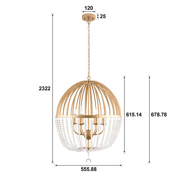 6 - Light Dimmable Globe Chandelier