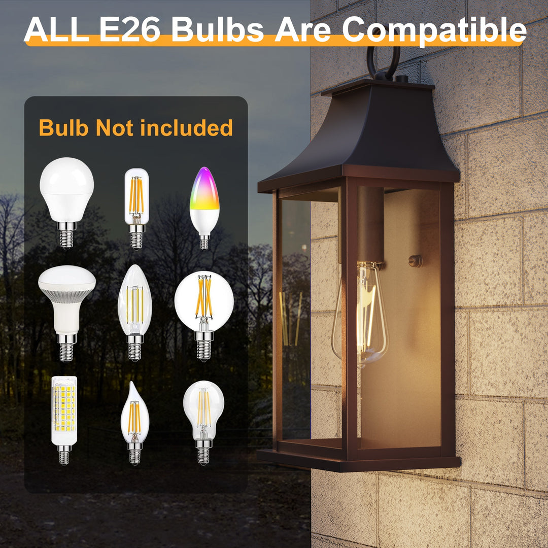 Maxax Dusk to Dawn Outdoor Wall Lights 3-Light, Oil Rubbed Bronze Exterior Lighting Fixtures, 25" Large Outdoor Wall Sconce, Waterproof Outside Wall Lantern for Porch Patio Garage #7076-3BR