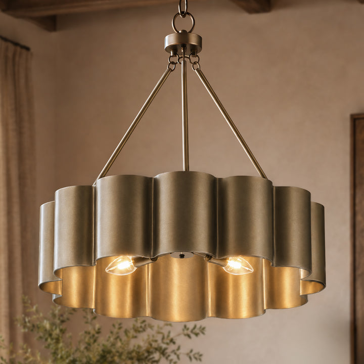 25" Modern Antique Bronze Drum Chandelier with Metal Shade for Dining Room & Bedroom #48013