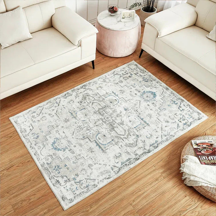 Faux Cashmere Blue vintage-style Rugs #AZJL601