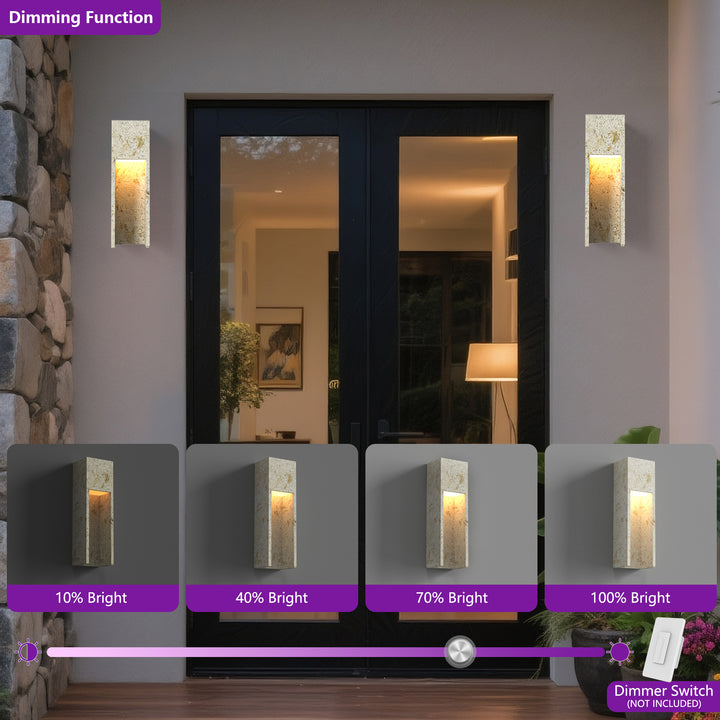 Breeze 18''H Dimmable White Travertine 80CRI LED Outdoor Wall Light #OW7110