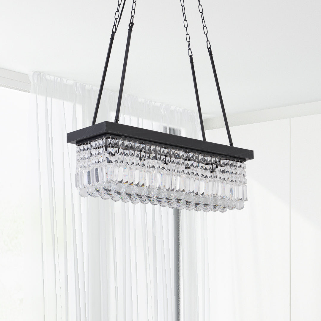 Maxax 5 - Light Kitchen Island Tiered Pendant With Crystal Accents #19189-5BK